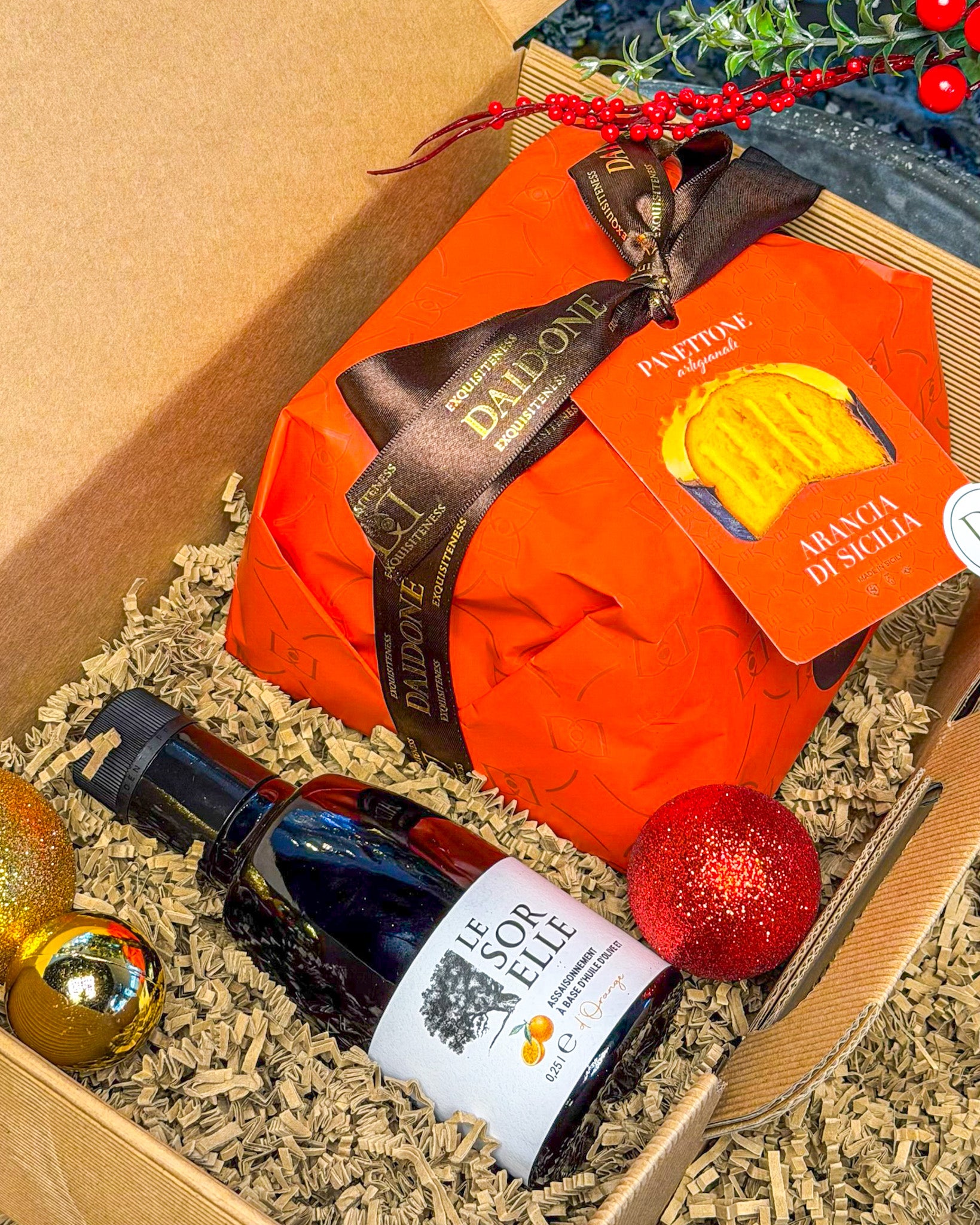 Coffret huile condiment à l'orange - Panettone Artisanal à l'orange